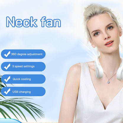 USB Charging Portable Outdoor Mini Leafless Hanging Neck Fan