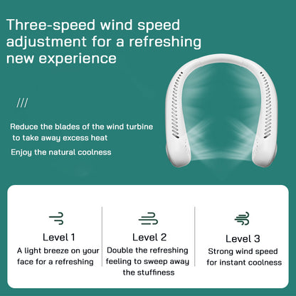 USB Charging Portable Outdoor Mini Leafless Hanging Neck Fan