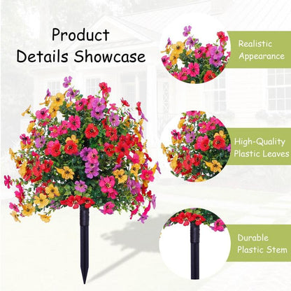Fake Violet Flower Stake for Yard & Garden Decor