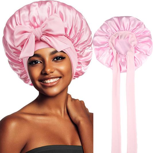 Stretch Silk Bow Beauty Hair Care Sleep Cap