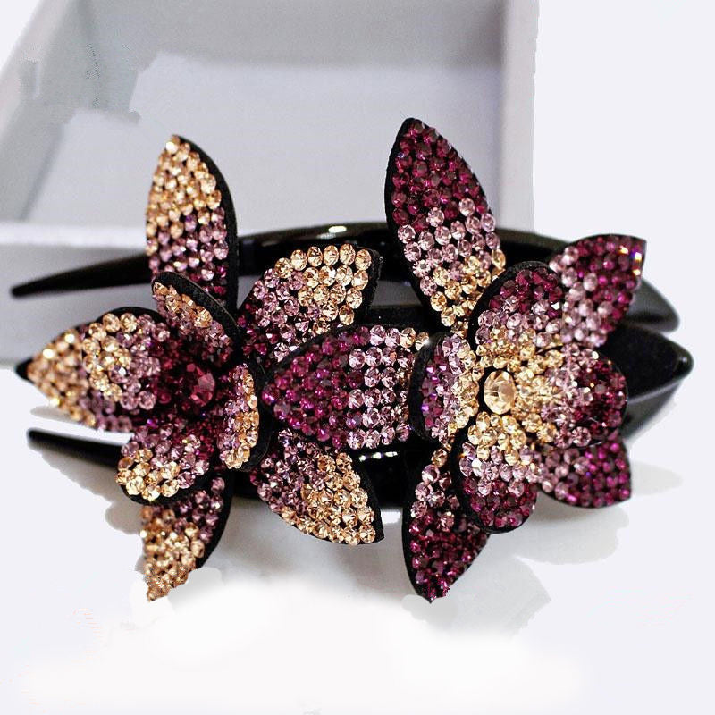 Rhinestone Flower Ladies Elegant Duckbill Hair Clip