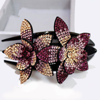 Rhinestone Flower Ladies Elegant Duckbill Hair Clip