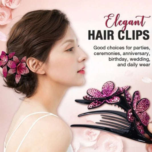 Rhinestone Flower Ladies Elegant Duckbill Hair Clip