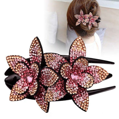 Rhinestone Flower Ladies Elegant Duckbill Hair Clip
