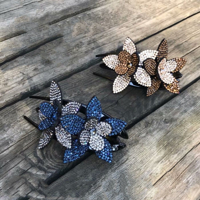 Rhinestone Flower Ladies Elegant Duckbill Hair Clip