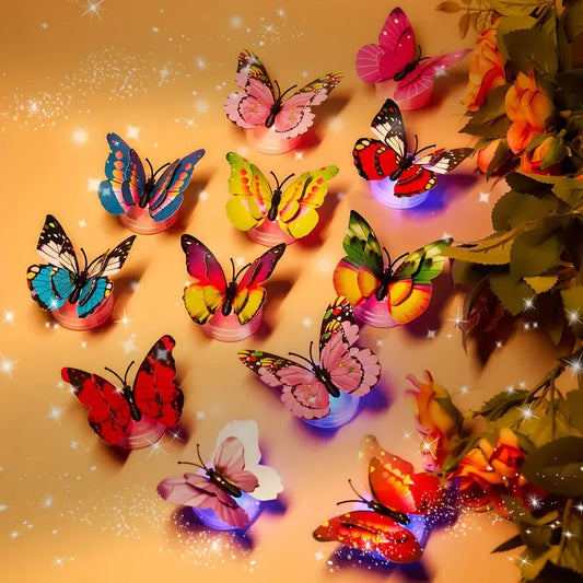 Romantic 3D LED Butterfly Wall Light – Colorful Glowing Night Lamp Sticker for Home