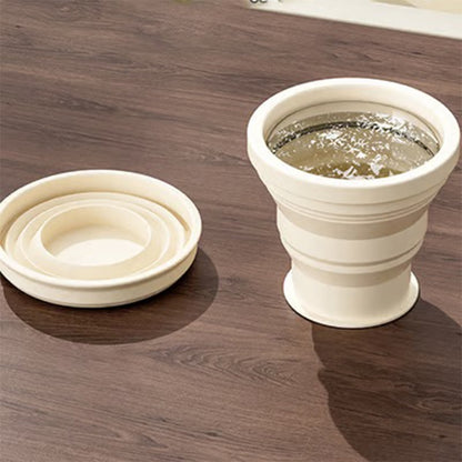 Pill organizer with collapsible silicone cup