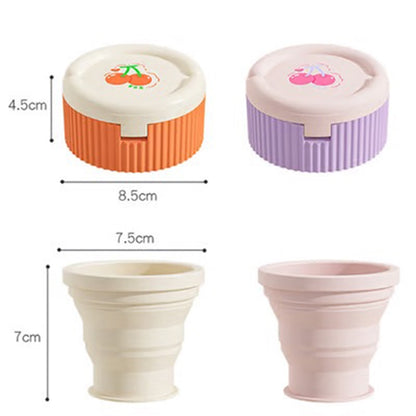 Pill organizer with collapsible silicone cup