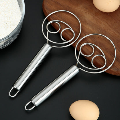 Flour Dough Mixer – Stainless Steel Hand Whisk for Bread, Pastry, and Baking