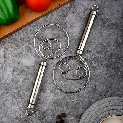 Flour Dough Mixer – Stainless Steel Hand Whisk for Bread, Pastry, and Baking