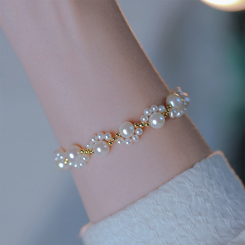 Elegant Faux Pearl Bracelet, Cute Cat Paw Charm