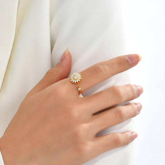 Spin Flower Ring Adjustable Open Design