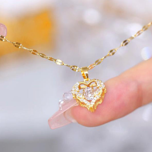Shiny Heart Pendant Necklace – Fashion Clavicle Chain