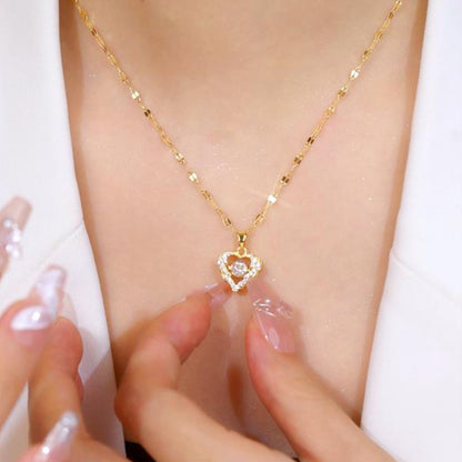 Shiny Heart Pendant Necklace – Fashion Clavicle Chain