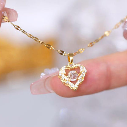 Shiny Heart Pendant Necklace – Fashion Clavicle Chain