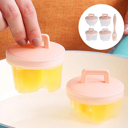 Breakfast Boiled Egg Mold - Set of 4 with Brush