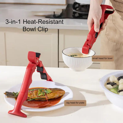 3-in-1 Heat-Resistant Silicone Kitchen Clip – Bowl & Plate Gripper, Bottle Opener, Multi-Purpose Tool