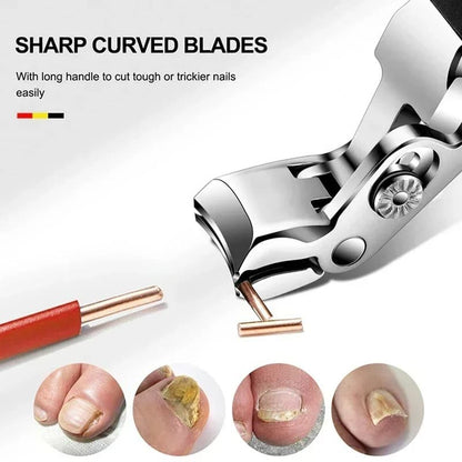 Black Anti-Slip Grip Gear Lock Nail Clipper Set with Ultra-Sharp Tips for Precise Access to Nail Grooves