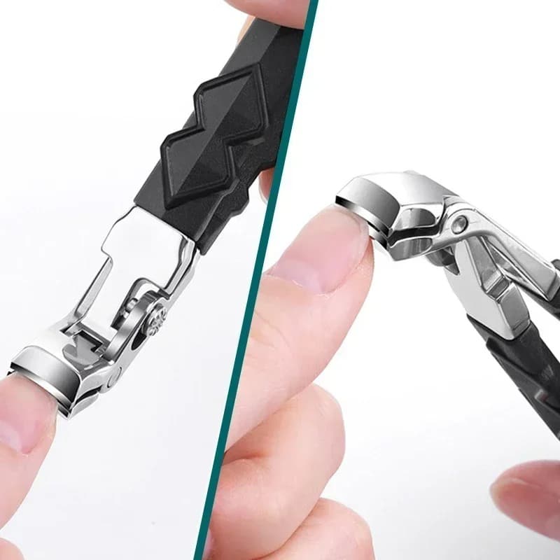 Black Anti-Slip Grip Gear Lock Nail Clipper Set with Ultra-Sharp Tips for Precise Access to Nail Grooves