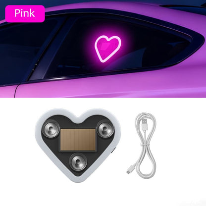 Solar & USB Powered Heart Ambient Light for Car Window
