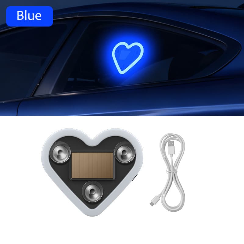 Solar & USB Powered Heart Ambient Light for Car Window