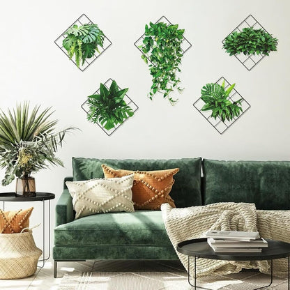 6pcs Self-Adhesive Faux Green Ivy Wall Stickers – Living Room & Dorm Decor