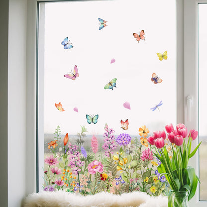 💐Colorful Floral Bouquet Window Sticker🖼️(Cut to size freely)