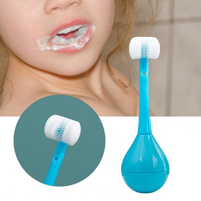 3D Silicone Toothbrush for Kids 2-12, Triple-Sided Tumbler Design for Easy & Fun Brushing