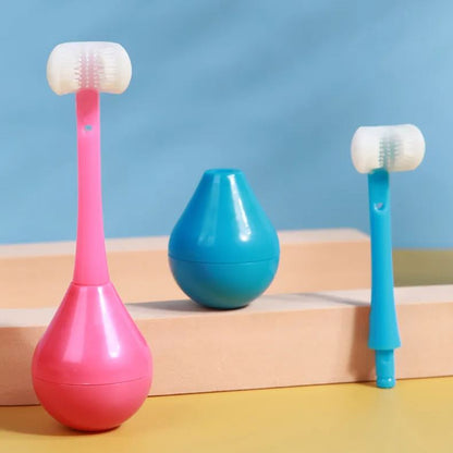 3D Silicone Toothbrush for Kids 2-12, Triple-Sided Tumbler Design for Easy & Fun Brushing