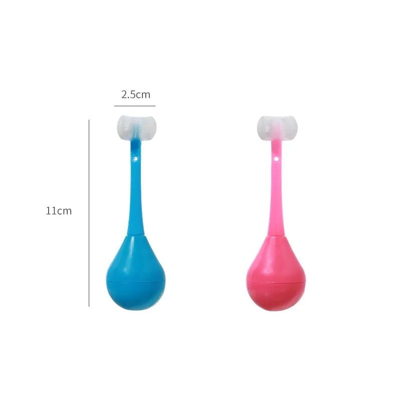 3D Silicone Toothbrush for Kids 2-12, Triple-Sided Tumbler Design for Easy & Fun Brushing