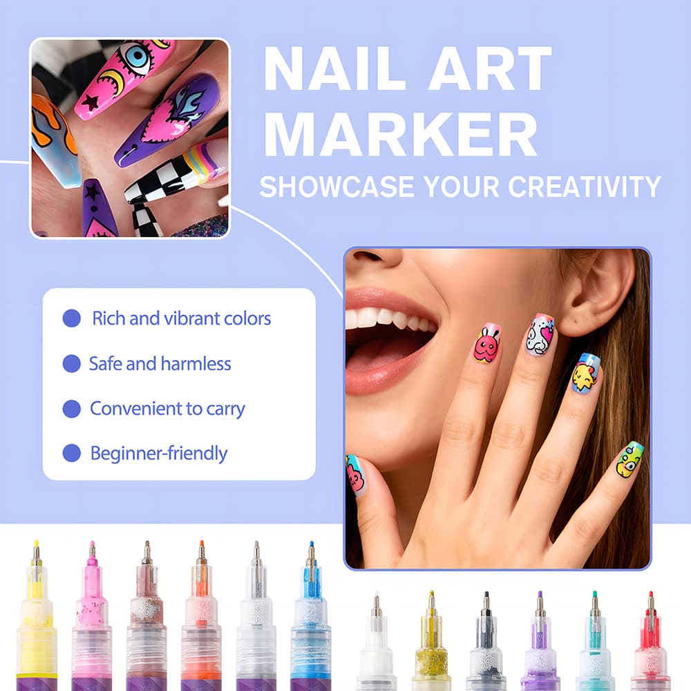 🔥🎨12 Colors Nail Art Pens Set