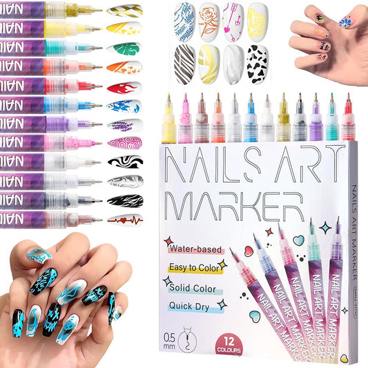 🔥🎨12 Colors Nail Art Pens Set