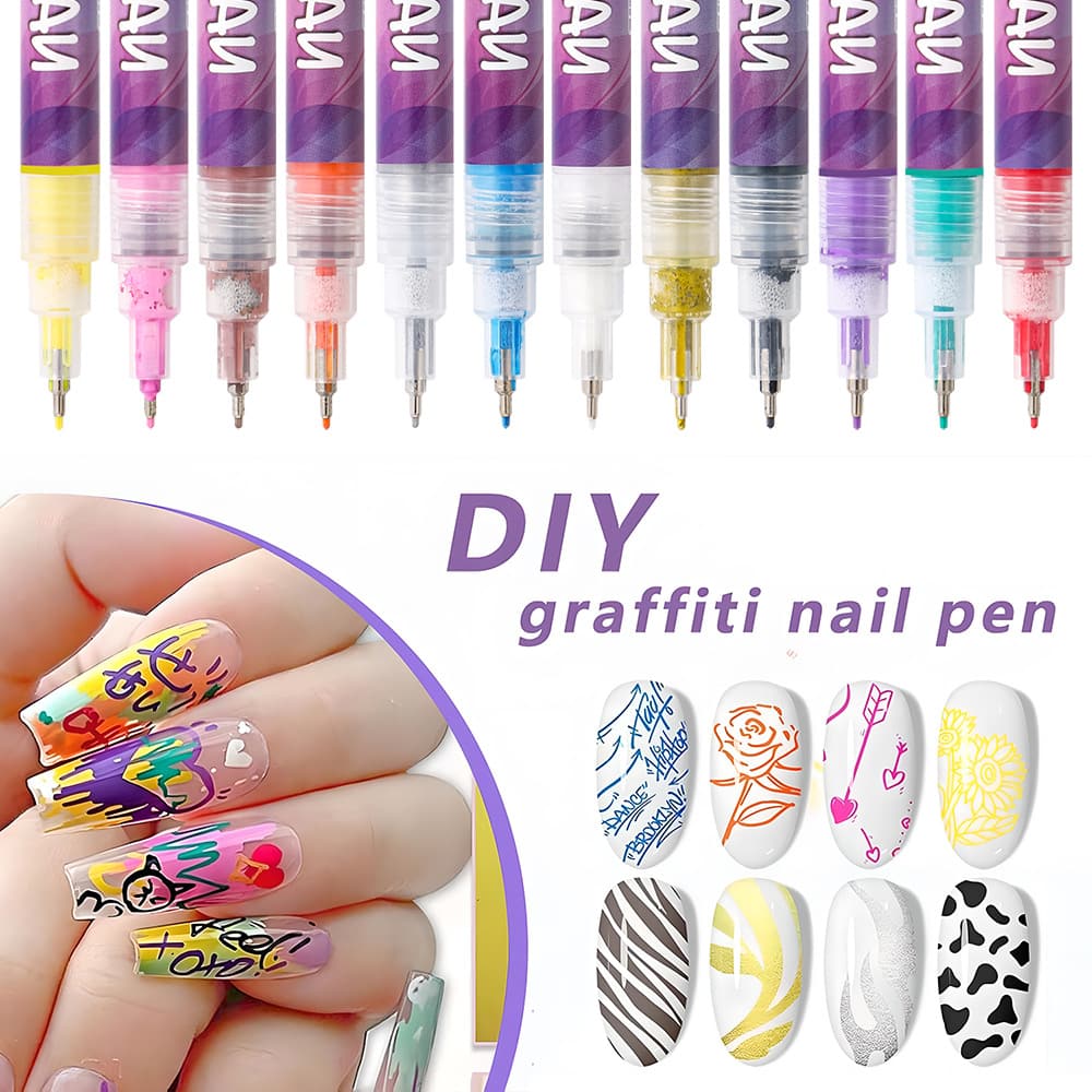 🔥🎨12 Colors Nail Art Pens Set