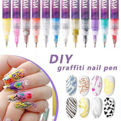 🔥🎨12 Colors Nail Art Pens Set