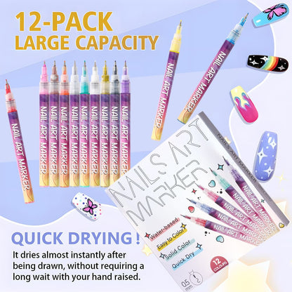 🔥🎨12 Colors Nail Art Pens Set