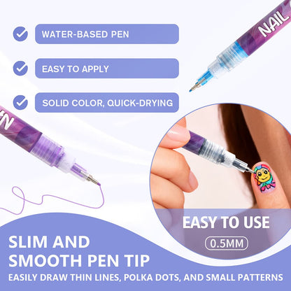 🔥🎨12 Colors Nail Art Pens Set