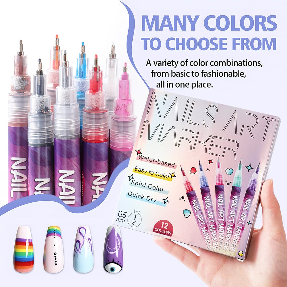 🔥🎨12 Colors Nail Art Pens Set