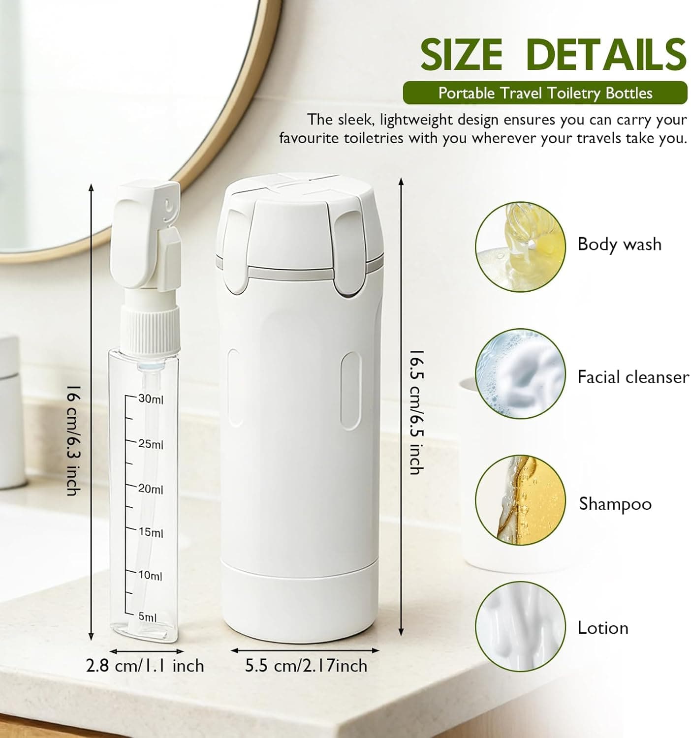 4-in-1 Travel Refillable Bottle Set (Comes with Free Stickers)