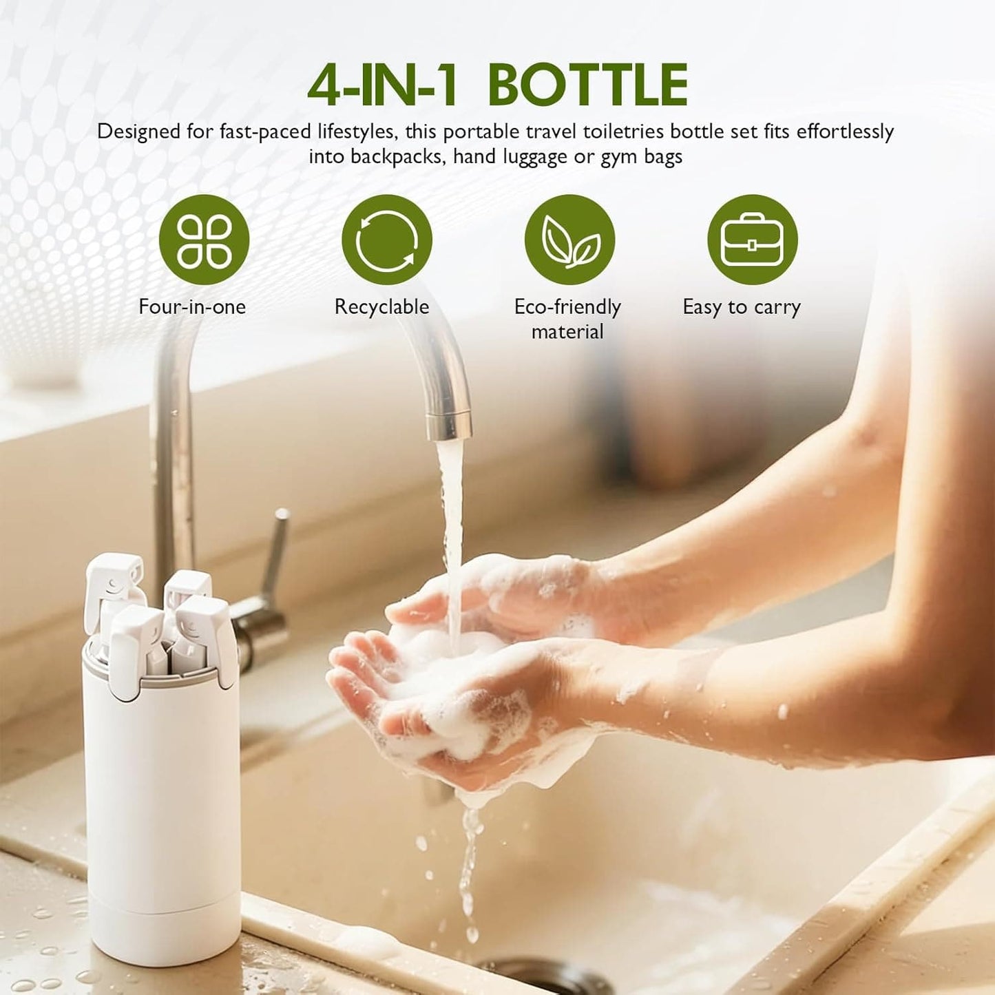 4-in-1 Travel Refillable Bottle Set (Comes with Free Stickers)