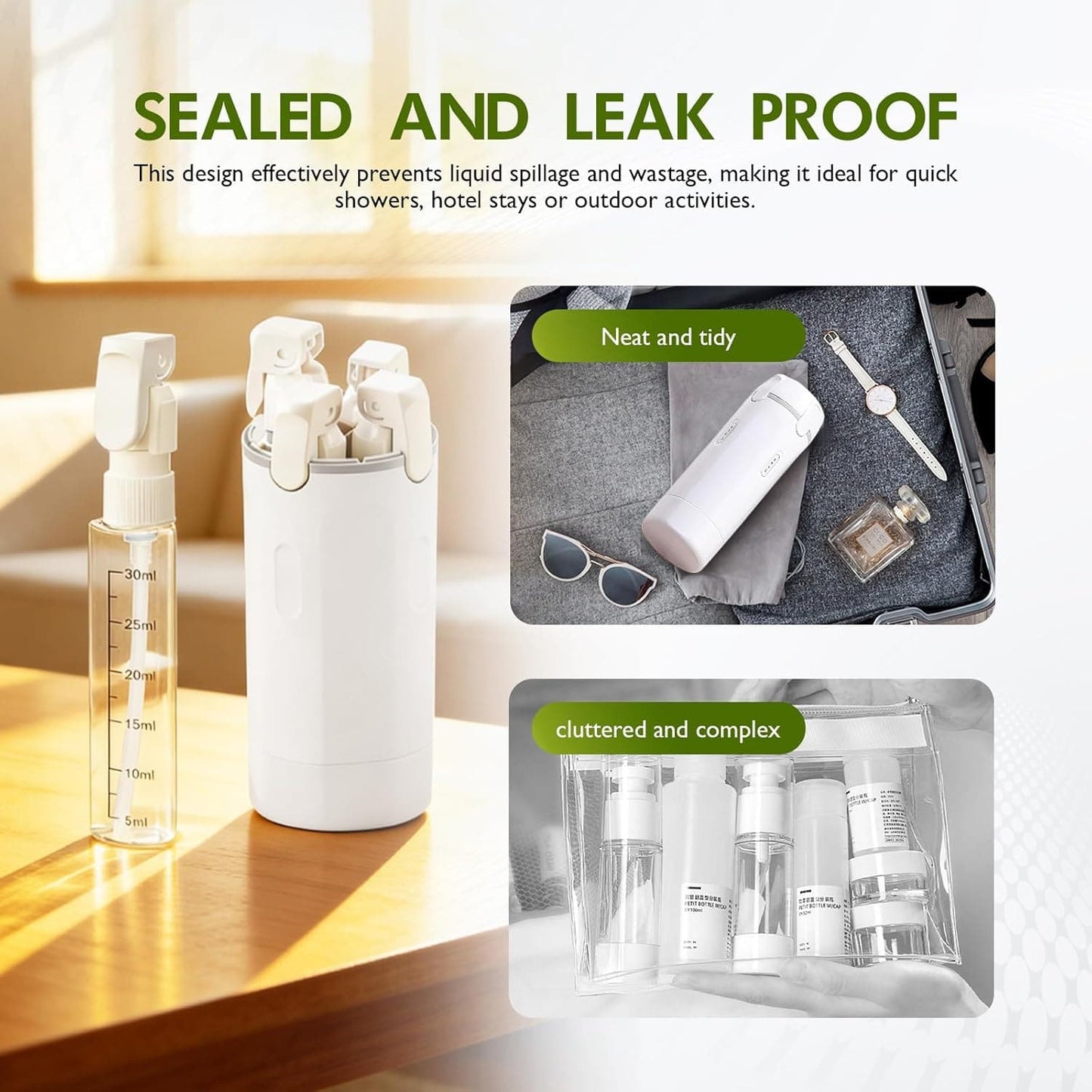 4-in-1 Travel Refillable Bottle Set (Comes with Free Stickers)