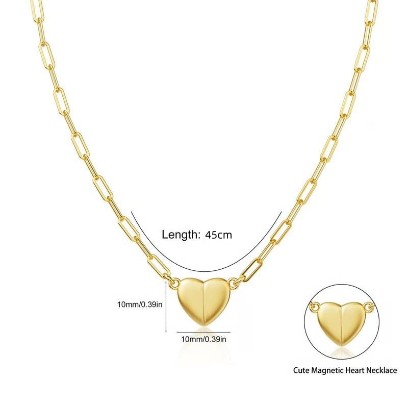 🔥🌹✨ Stainless Steel Heart Shape Pendant Magnetic Necklace