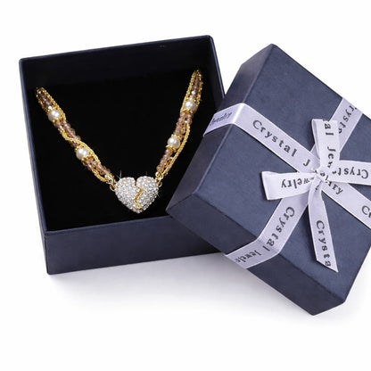 Magnetic Zircon Double-Layer Heart Pendant Pearl Necklace
