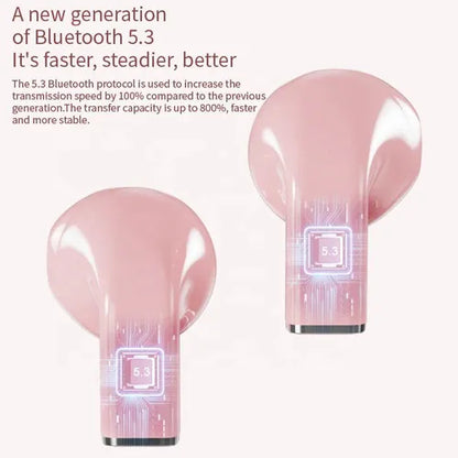 Convertible Cute Heart-Shaped Bluetooth Earbuds – Compact 3D Stereo Wireless Earphones