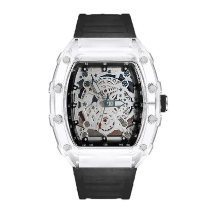 [Gift Box] Richard Series Unisex Quartz Skeleton Watch – Transparent Case, Trendy Minimalist Couple Watch