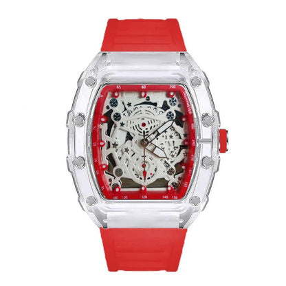 [Gift Box] Richard Series Unisex Quartz Skeleton Watch – Transparent Case, Trendy Minimalist Couple Watch