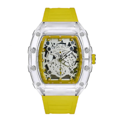 [Gift Box] Richard Series Unisex Quartz Skeleton Watch – Transparent Case, Trendy Minimalist Couple Watch