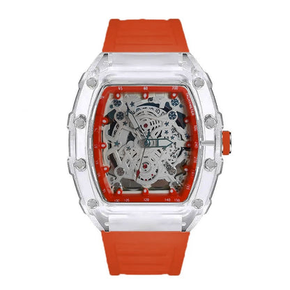 [Gift Box] Richard Series Unisex Quartz Skeleton Watch – Transparent Case, Trendy Minimalist Couple Watch