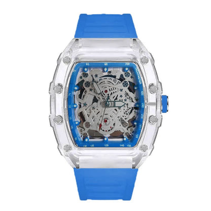[Gift Box] Richard Series Unisex Quartz Skeleton Watch – Transparent Case, Trendy Minimalist Couple Watch