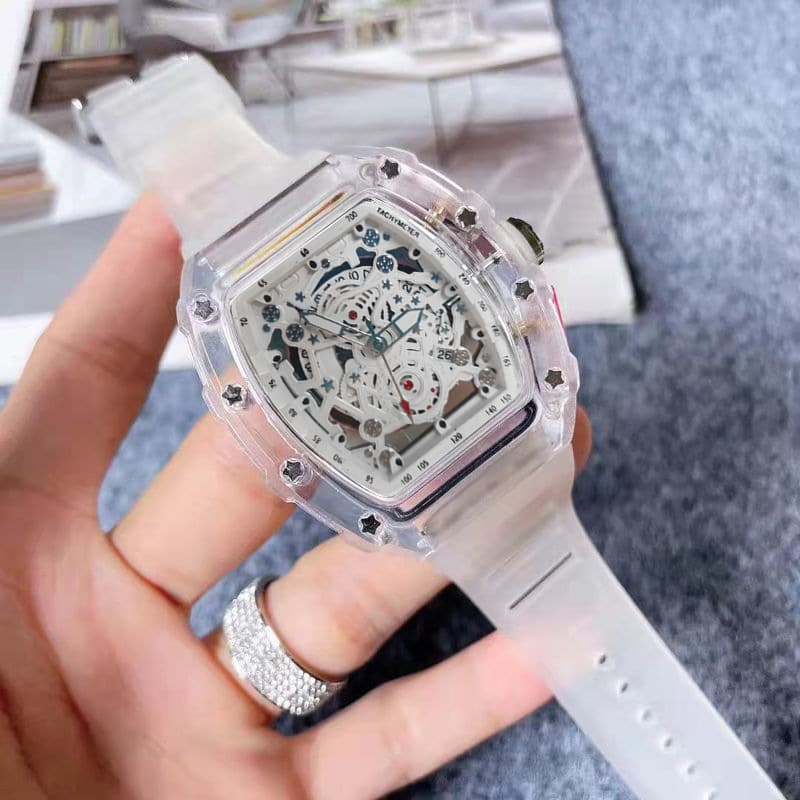 [Gift Box] Richard Series Unisex Quartz Skeleton Watch – Transparent Case, Trendy Minimalist Couple Watch