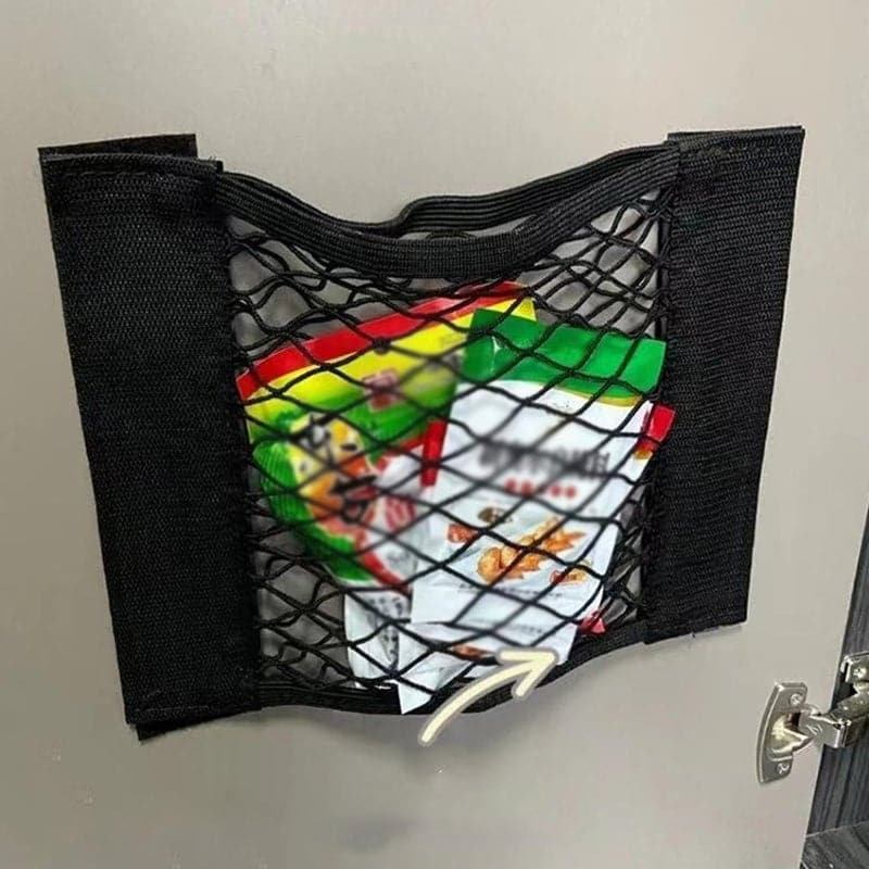 Kitchen Trash Bag Organizer – Car Trunk Storage Net Bag, Elastic Cargo Mesh Storage Pouch